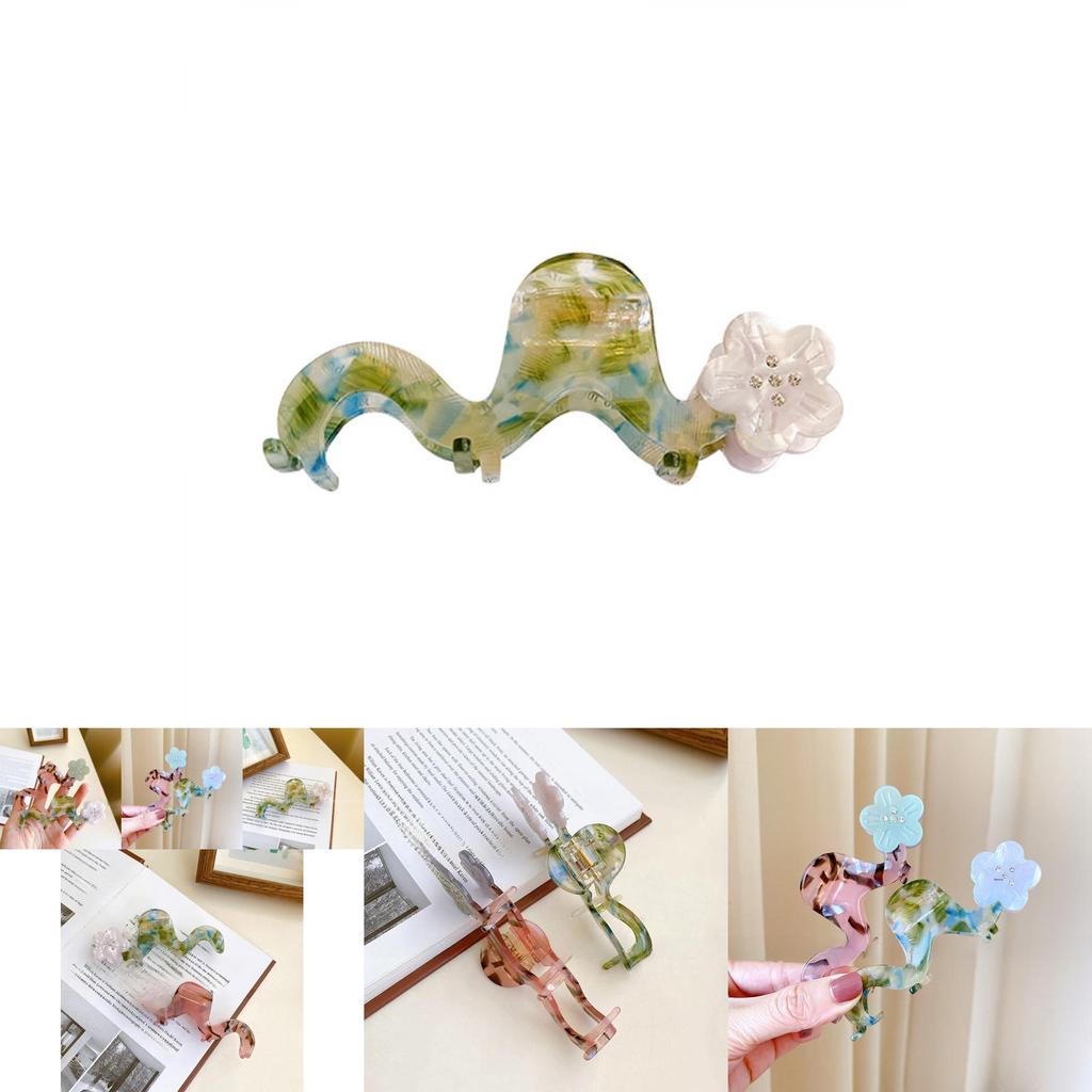 Unique Geometric Floral Hair Claw Clip Crafted From Acetate With Sparkling Rhinestones