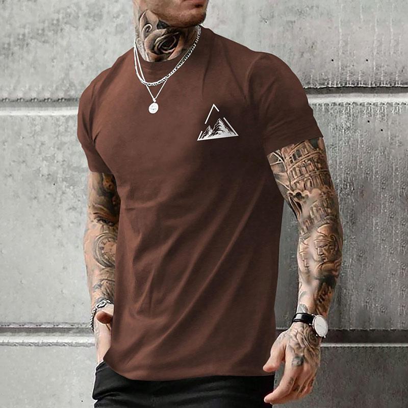 New Men's Fashion Short Sleeve Top Summer Comfortable Snow Mountain Logo Printed Green Short Sleeve T Shirt Outdoor Sportswear