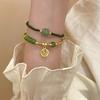 Ping An Buckle Fu Brand Bracelet Female Niche Design Retro Temperament Adjustable Green Woven Hand Rope