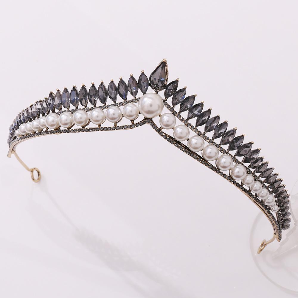 

Korean style new bridal pearl crown tiara, simple and elegant princess crown goddess hair accessories