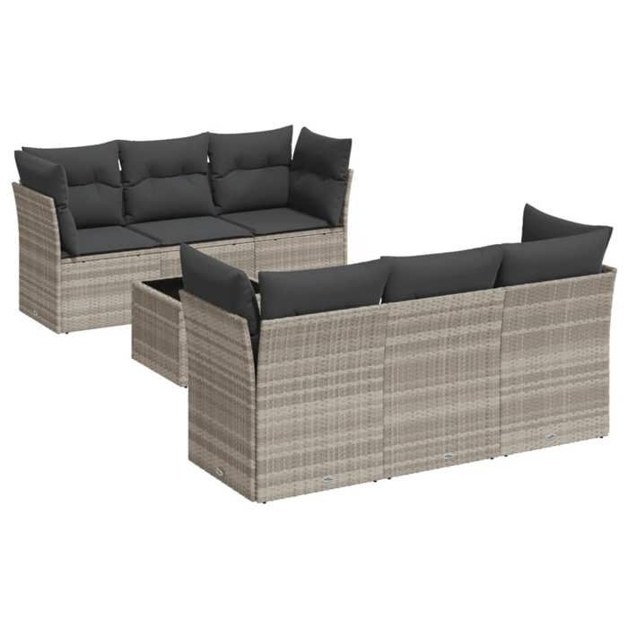 VidaXL Salon de Jardin avec Coussins 7 pcs, Canapés avec Pieds Réglables, Ensemble de Meubles d'Extérieur Patio Terrasse, 3249101