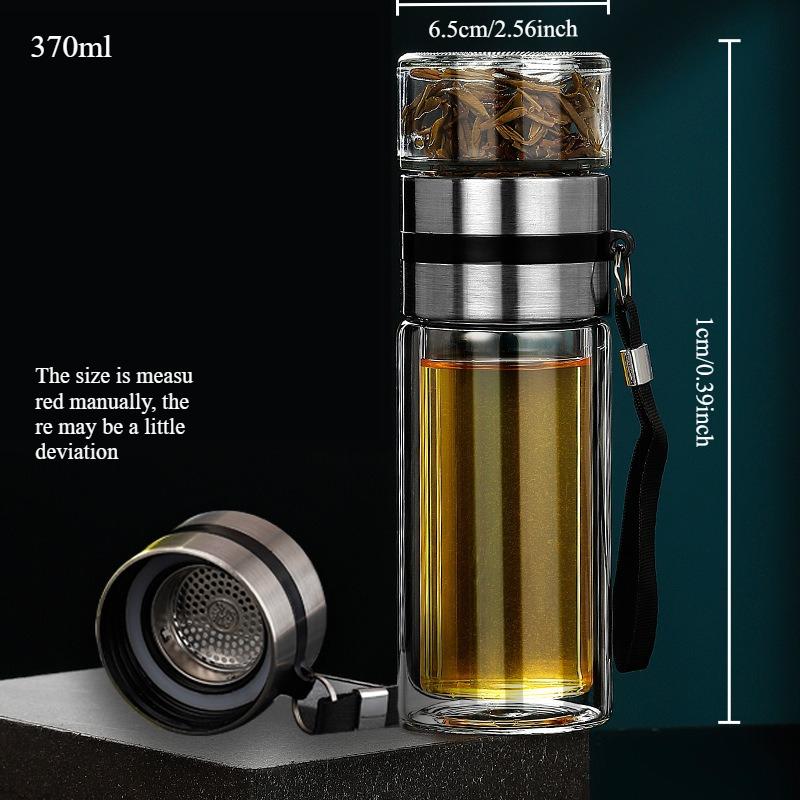 

350/500 мл Стеклянная чашка для заваривания чая двухслойная с разделением чая и воды с портативной ручкой герметичная дорожная чашка не содержит БФА One Size