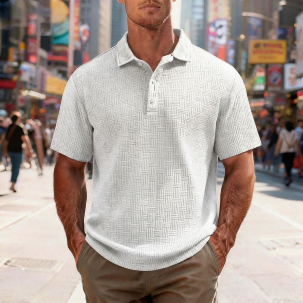 Herren Kurzarm Polohemd Klassische Passform Weiches Strickgewebe mit Knopfleiste und Kragendesign