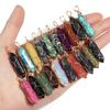 1 Pc Natural Stone Charms 40mm Color Bullet Shaped Handmade Gold Wire Pendants for DIY Necklace Gifts Jewelry Making Accessories
