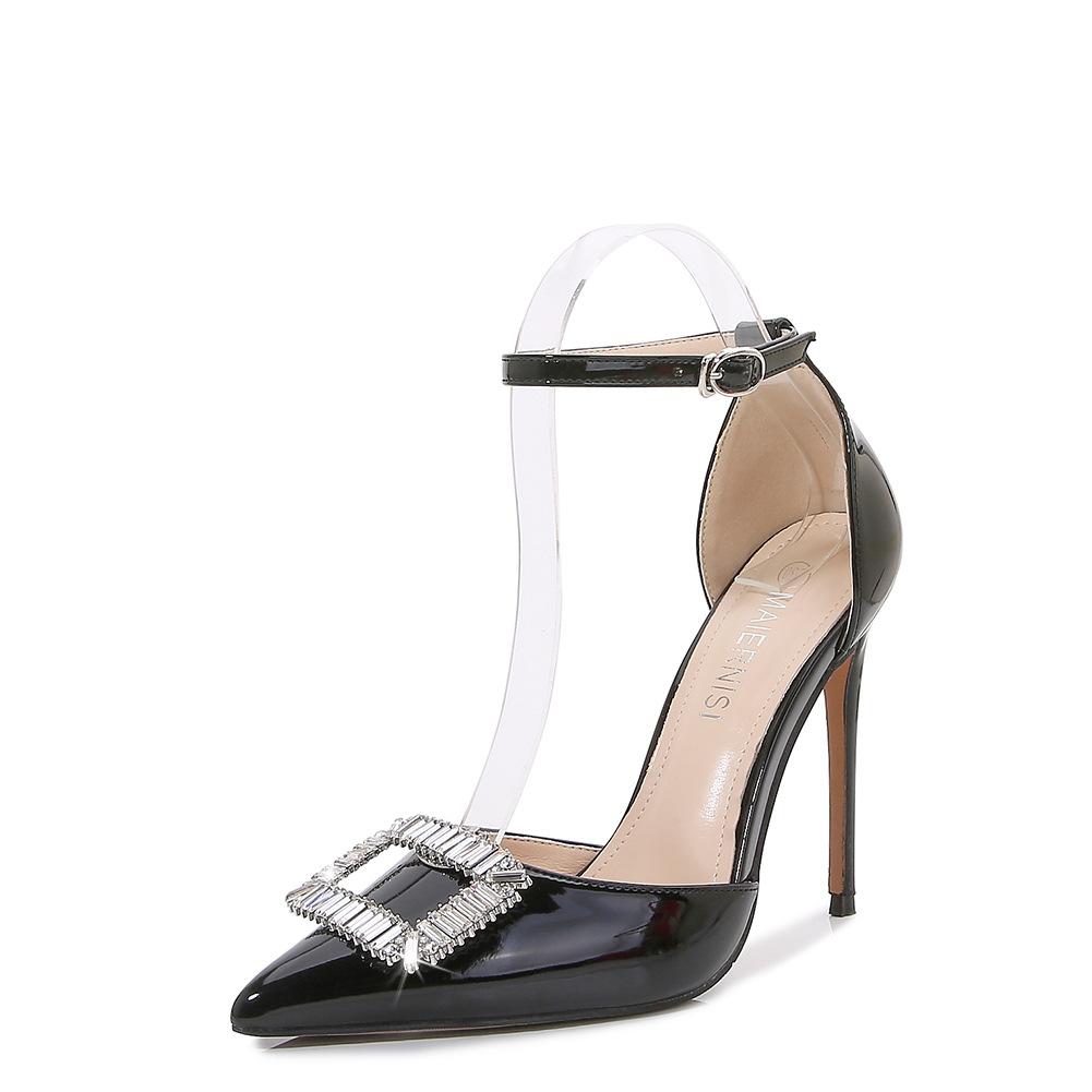 Summer new women's accessories rhinestone pointed high heels large size fashion single shoes women