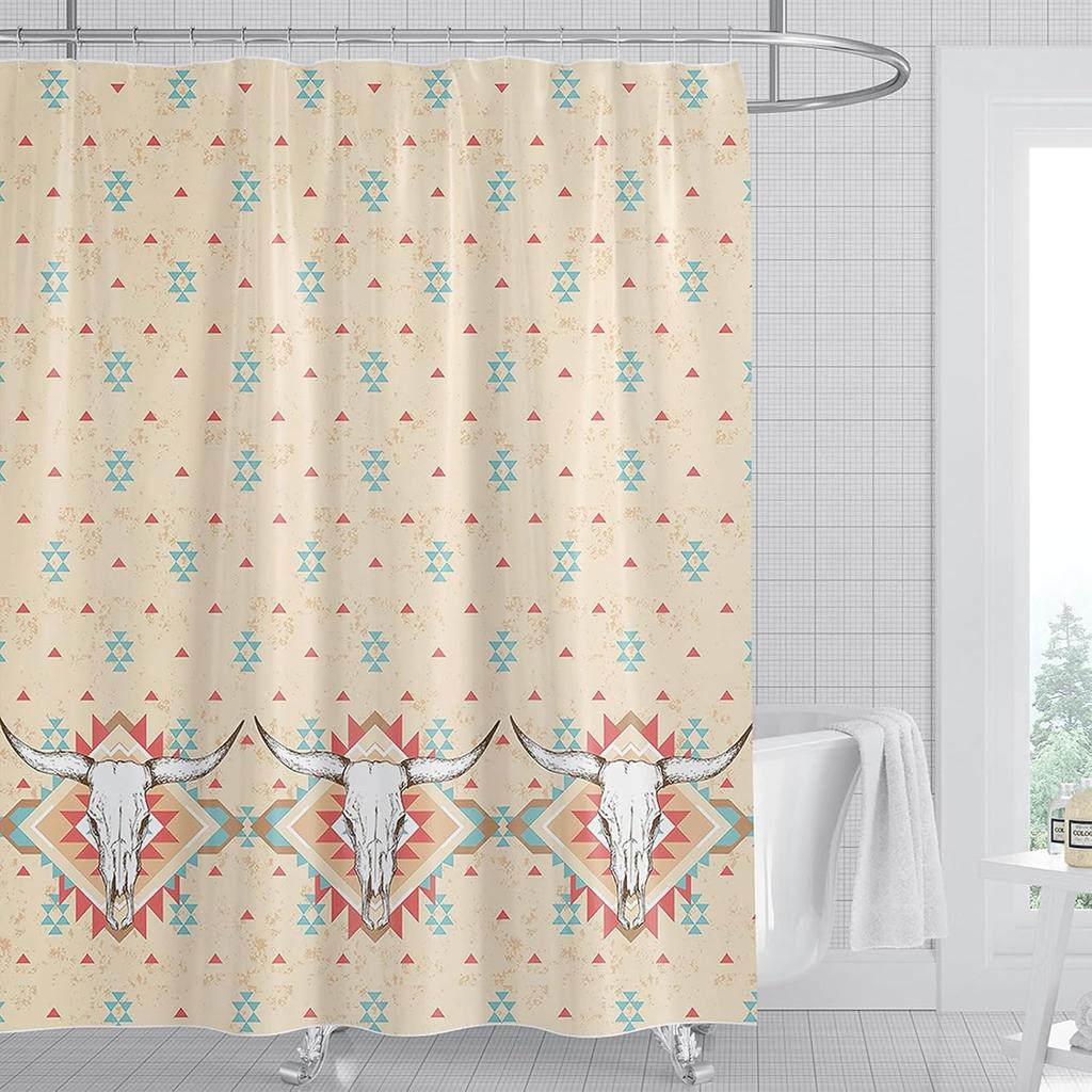 Bohemian Aboriginal Badezimmer Dekorativer Duschvorhang Moderner Neutraler Stammes-Holzstrukturierter Badezimmer Dekorativer Duschvorhang