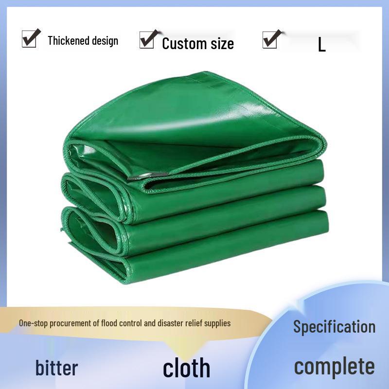 Sun-Resistant Green PVC Tarpaulin - Thickened, Rainproof, 6m X 9m, Four-Sided Punching