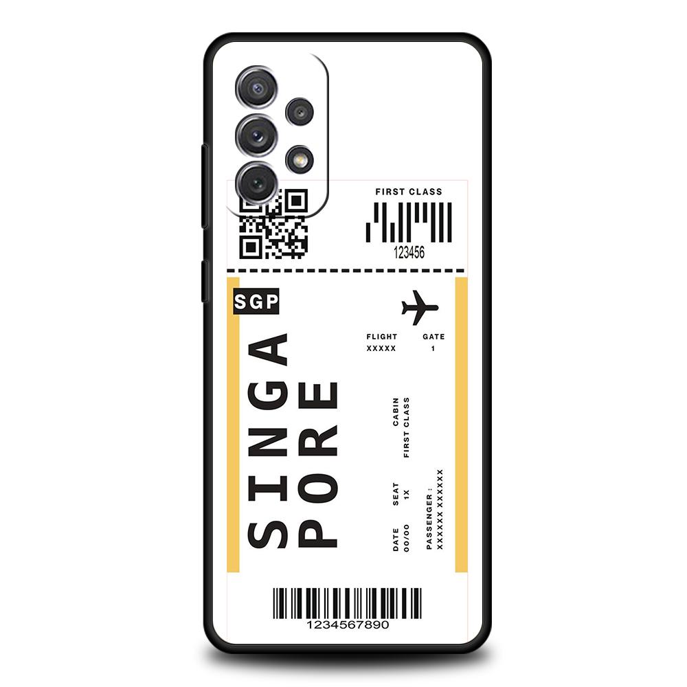 World Travel Ticket Seoul New York Phone Case for Samsung Galaxy A51 A71 A72 A73 A13 A23 A32 A33 A52 M31 M21 M22 A21S Soft Shell