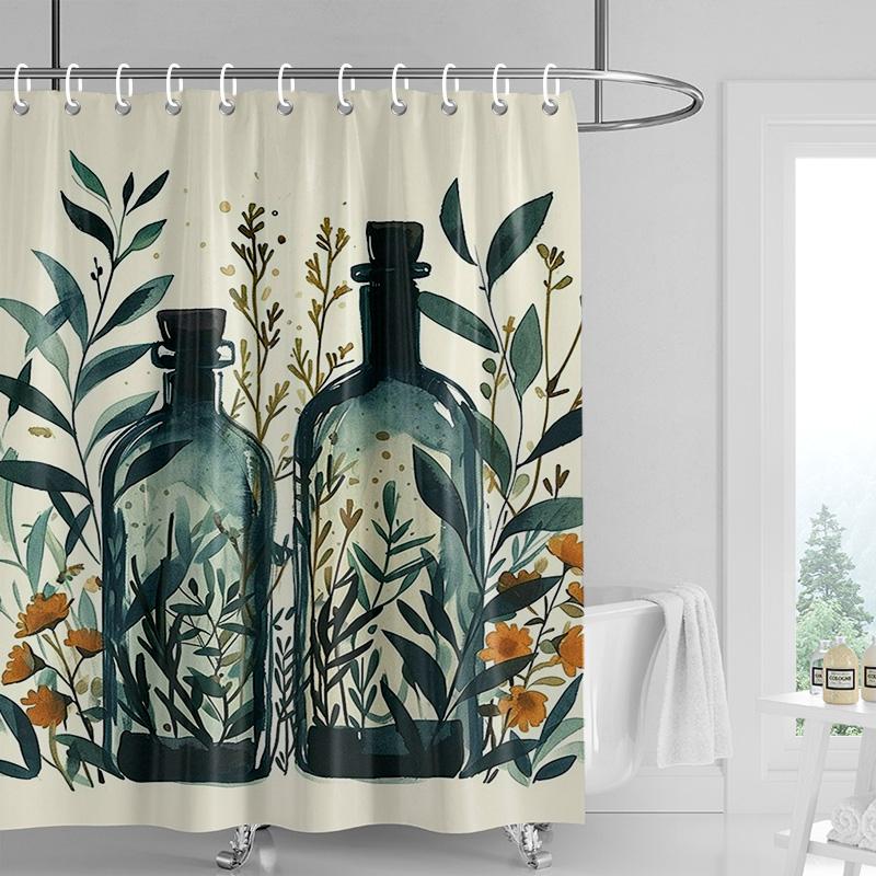 

Ванная в скандинавском стиле, мягкая тканевая шторка для душа, абстрактный тропический растительный художественный узор, водонепроницаемая декоративная занавеска для ванной 90x180cm