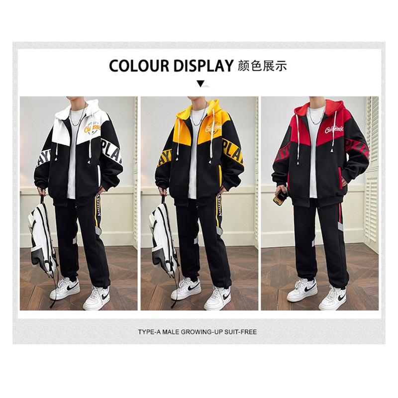 American Ins Set Men Can Add Patterns Teenage Handsome Jacket Trendy Casual Sports Two-piece