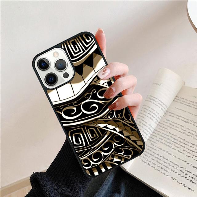 Polynesian  Maori Tribal Samoan Pattern Tattoo Phone Case Cover For iPhone 17 Air 15 16 14 13 12 Pro Max 11 Pro Max Plus