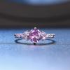 Purple Crystal Rings Trend For Women Zircon Silver Promise Ring Accessories Wedding Bidal Gift Jewelry R492