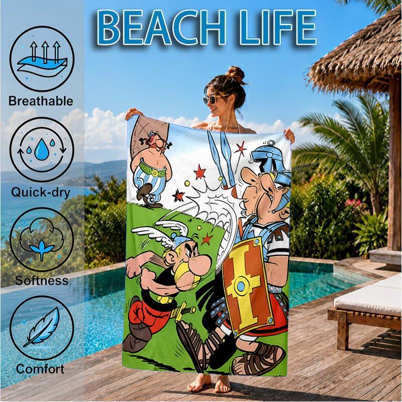 Asterix Friends Beach Towel, Microfiber Beach Towel, Perfect For Pool, Beach, Travel, Home Decor Beach Party Fan Gifts