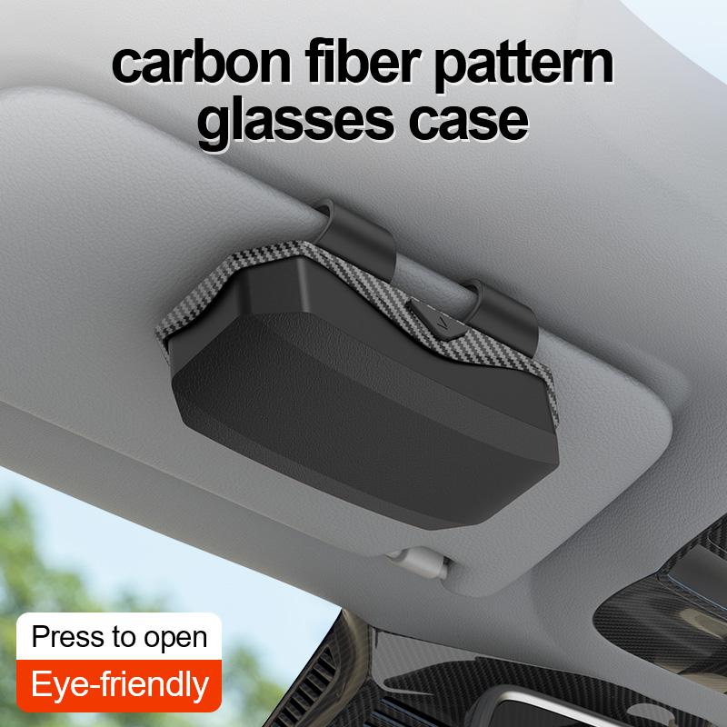 Car-mounted press-fit carbon fiber grain sunglasses case, universal sunshade anti-pressure and scratch-resistant goggles protect
