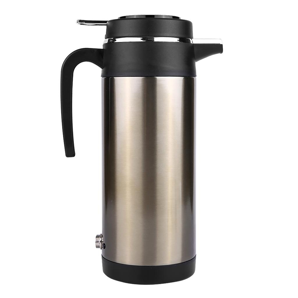 1000ML 12V 24V Stainless Steel Electric In Car Kettle Travel Thermoses Heating Water Bottle