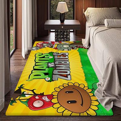 P-Plants-vs-Zombie Cartoon Bathroom Mat Kids Room Bedroom Decoration Balcony Anti-Slip Doormat Living Room Bedside Area Rugs