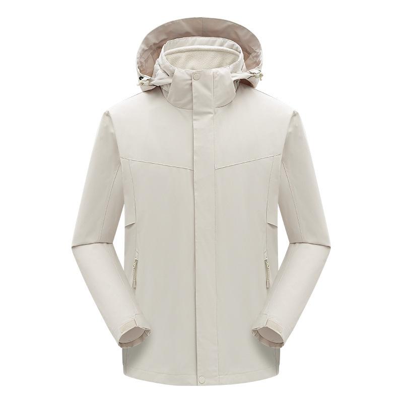 Three-in-one jacket men's waterproof, anti-fouling and warm outdoor two-piece set women's silver fox velvet travel trench coat