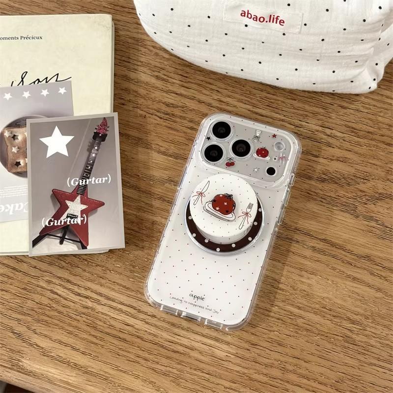 Korean Style Minimalist Polka Dot Cute Fork Knife Design Magnetic Phone Case IPhone 17 Pro Max With Kickstand