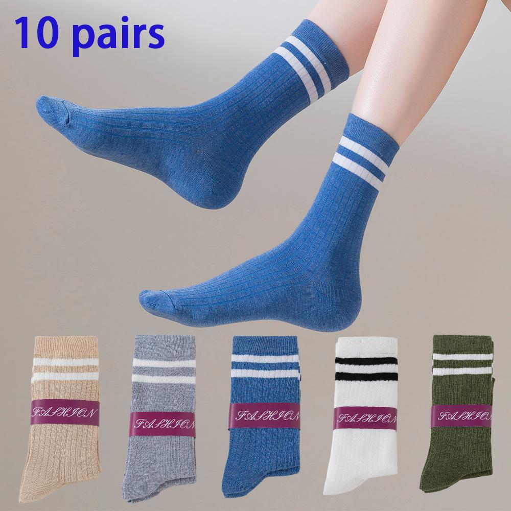 10 Pairs of WOMEN'S Cotton Socks, Casual Breathable Short Socks, and Girls' Cartoon Bear Low Cut Ankle Boat Socks