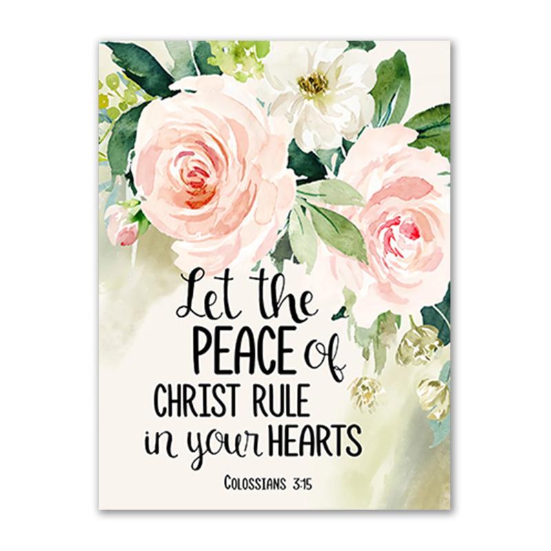 Kwiatowe plakaty akwarela ścienna drukowany obraz werset biblijny płótno sztuka chrześcijańska bóg cytat obraz na płótnie obraz pokój dziecięcy Home Decor