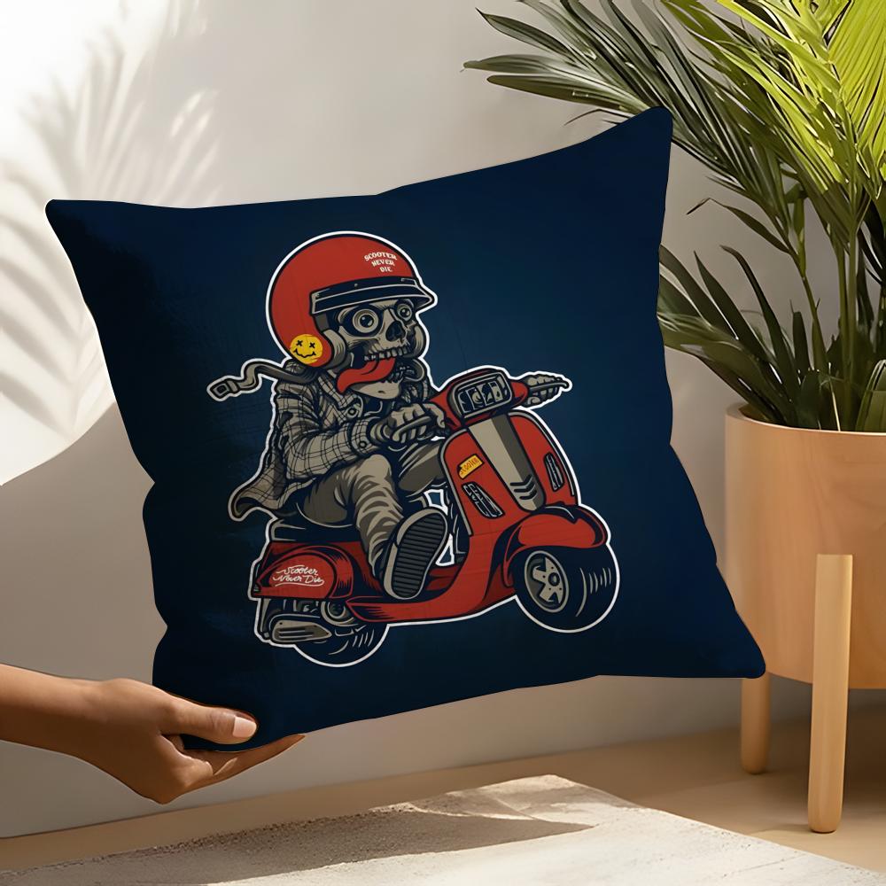 Funny Cool Skull Motorcycle Pattern 1 Pillow Case Linen Cushion Covers For Decorative Sofa Home Pillows Case Car Chair