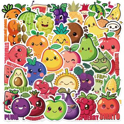 50 Cartoon Cute Fruit Doodle Stickers Decorate Guitar Notebook Suitcase DIY Waterproof