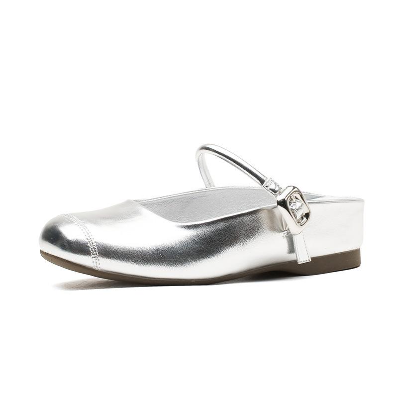 Baotou half slippers women's summer wear small versatile temperament with skirt lazy inner height increase silver single shoes
