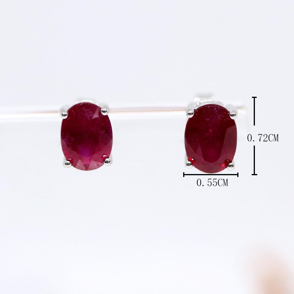 Fashion Light Luxury Natural Filled Ruby Simple Design Earrings 925 Sterling Silver Birthday Gifts for Women and Girls