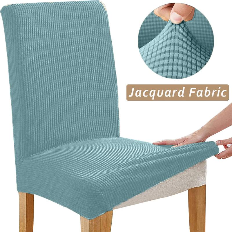 Corn Kernel Textured Stretch Fabric Chair Cover With Back Long Dining Room Seat Protector For Wedding Hotel Banquet