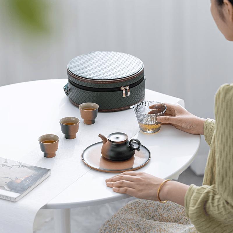 Chaxun Gradient Glaze Outdoor Travel Teapot Set
