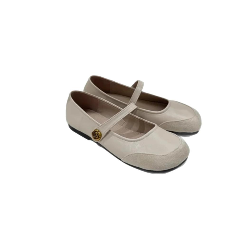 Camellia Small Shoes, New Soft Sole, Mango Head, Versatile Summer Women's Shoes, Beanie Shoes, Round Toe, Slimming Mary Jane Shoes