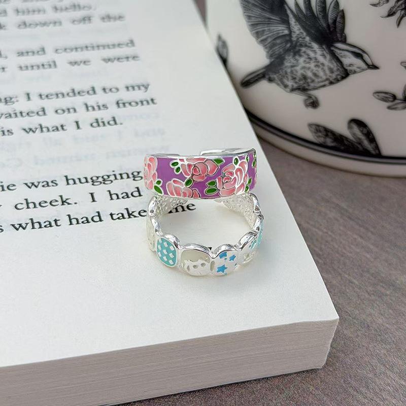 Flower Shadow Shaking Wind Sweet And Gentle Camellia Flower Color Light Luxury Ring Femininity Fashion National Style Niche Ring Tide