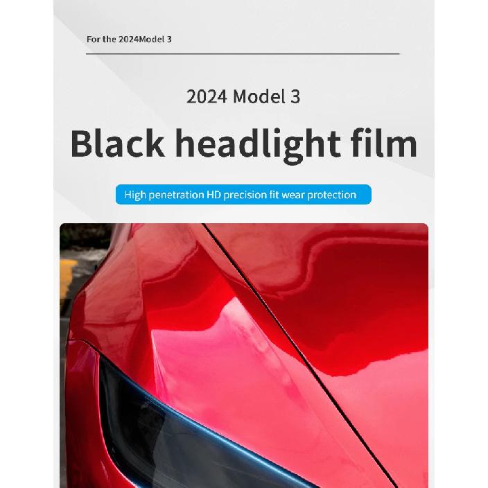 Scheinwerferschutzfolie für Tesla Model 3+ TPU Transparent Rauchschwarz Scheinwerferfolie Neues Model 3 Highland 2024 Autozubehör