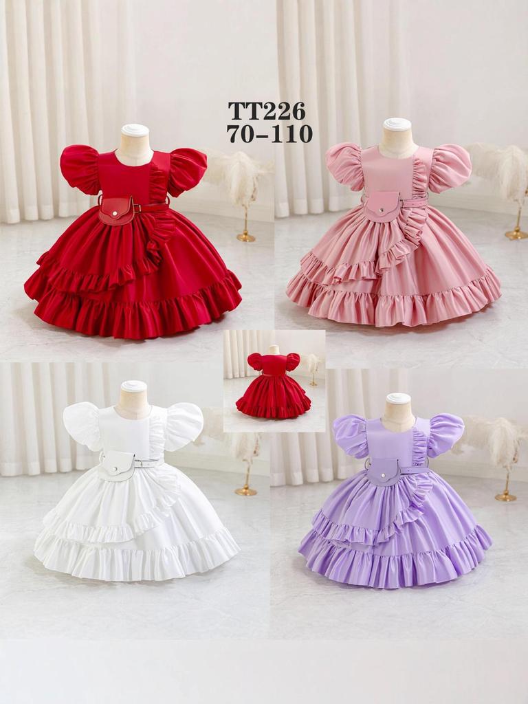Stylish Princess Dress for Girls - Christmas & Birthday Satin Gown