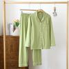 Women's Plus Size Knit Cotton Cardigan Pajama Set - Long Sleeve, Soft Homewear for Spring and Autumn