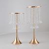 Iron Art Flower Stand with Crystal Bead Curtain for Weddings and Dining Table Decorations