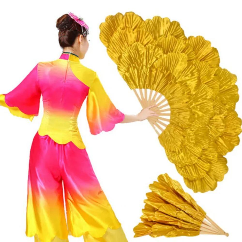 Bamboo Frame Peony Petal Dancing Fan Multi-layered Flower Folding Fan Yangko Performance Fan  Gift