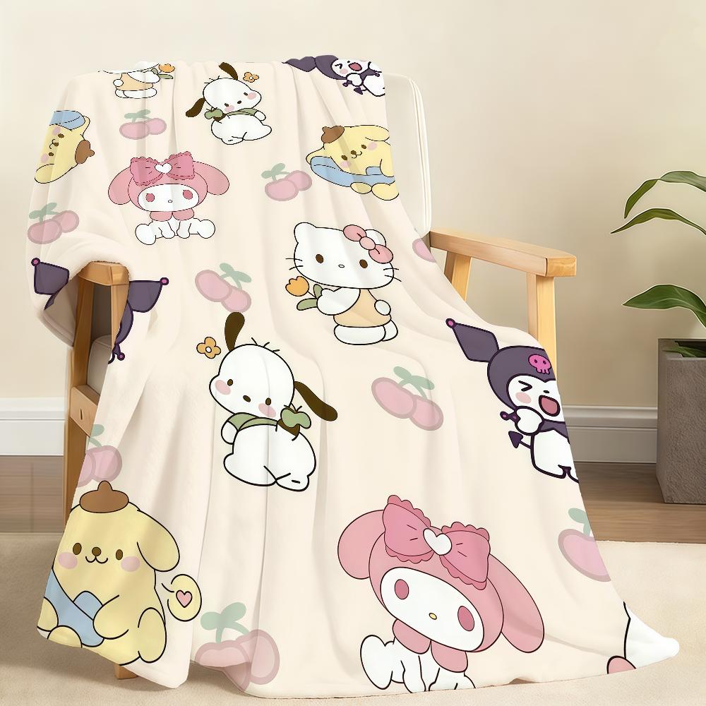 Kawaii S-sanrioS Chibi Blanket Soft Throw Blanket for Home Bedroom Bed Sofa Picnic Travel Office Rest Cover Blanket Gift
