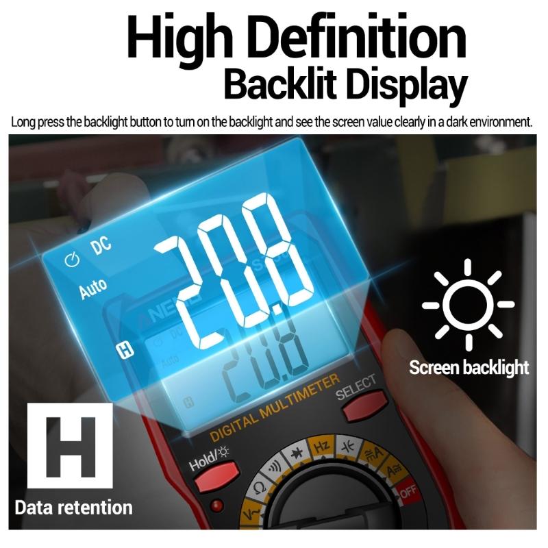 SZ309 Voltage Current Tester 1999 Counts Multimeter Multi Tester with Backlit Buzzer Ohmmeter Voltmeter