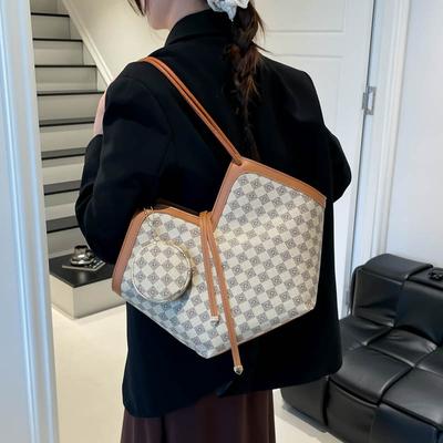 New Korean Checkerboard Women's Bag Tote Bag Premium Large-capacity Retro Fashion Light Luxury Commuter Bags