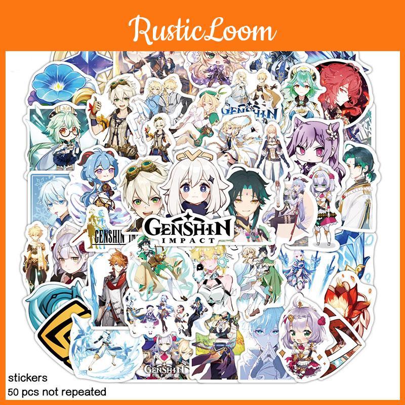 50pcs Genshin Impact Waterproof Stickers Reusable Adhesive Decoration