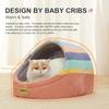 Cute Cat Bed for Indoor Cats, Cat Cave with Anti-Slip Bottom, Washable Cushion, M (16'x16'x13'), Rainbow