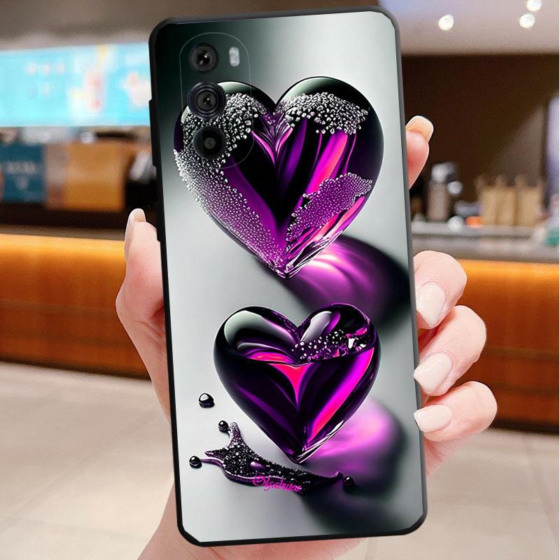 Phone Case For Motorola Edge 50 40 Pro 60 50 40 30 Ultra Neo Fusion Moto G85 G72 G53 G54 G84 G13 G32 Pink Gold Love heart