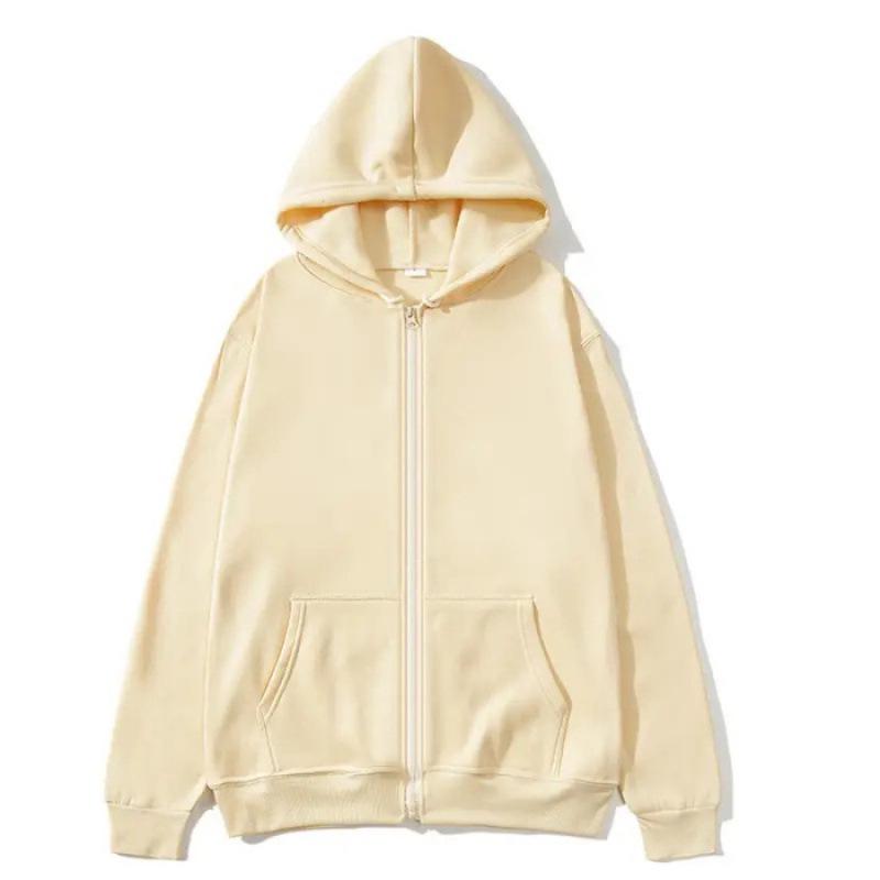 Felpa con cappuccio e zip in cotone color caramella per ragazzi e ragazze - Felpa con colletto alto e tasche, 110-170 cm, 280g, Versione tinta unita.