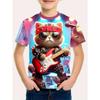 Hip Hop Cat Men's T-Shirt Cute 3D Print Men's and Women's Summer Short Sleeve Round Neck Casual Top Outdoor Comfortable Men's Clothing