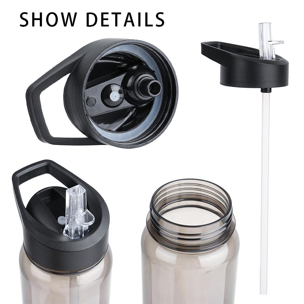 750ml Sports Water Bottle With Straw Outdoor Plastic Clear Dinkware Travel Camping Portable Leakproof Drinking Cup