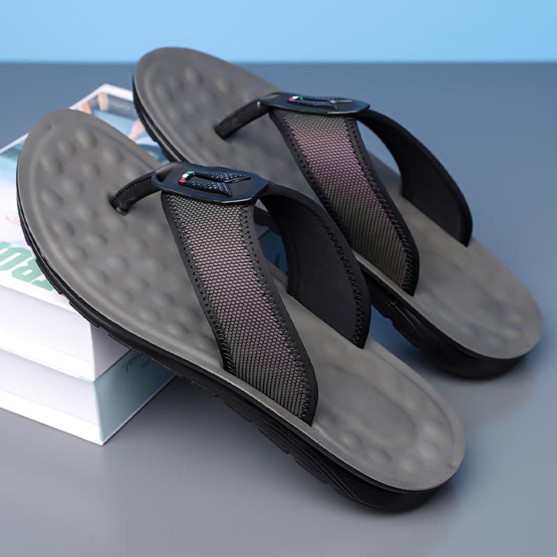 Fashion New Men's Breathable Mesh Flip Flops Soft Sole Comfortable Beach Sandals Lightweight Quick-Dry Slippers for Summer Outdoor Flats