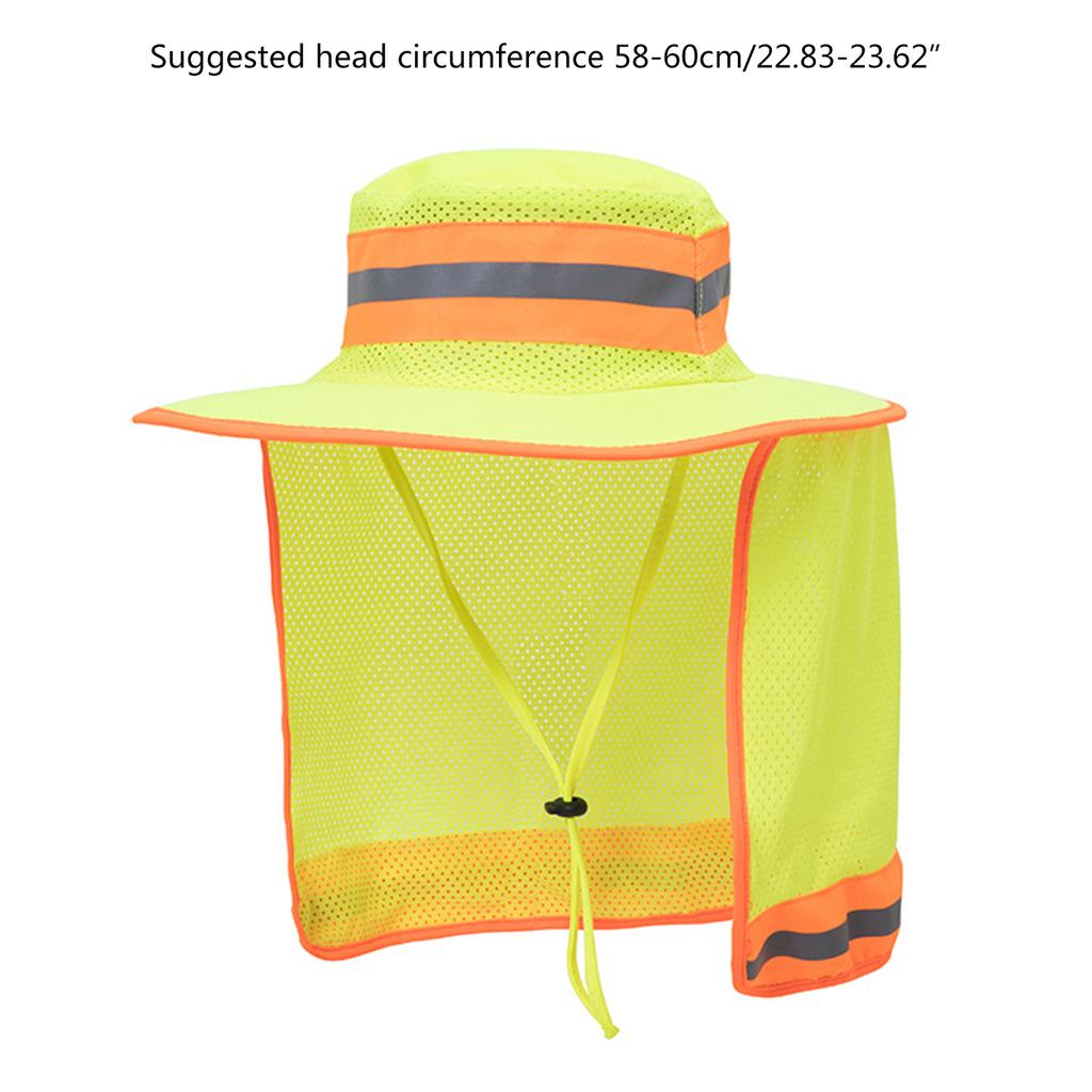 Reflective Safety Hat Sun Hat High Visibility Bucket Hat With Neck Flap Large Cooling Ranger Hat Reflective Bucket Cap