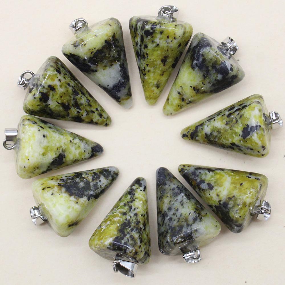 24pcs Natural Stone Reiki Pendulum Divination Pendant Amethyst Quartz Crystal Agate Suitable for DIY Necklace Jewelry Pendant