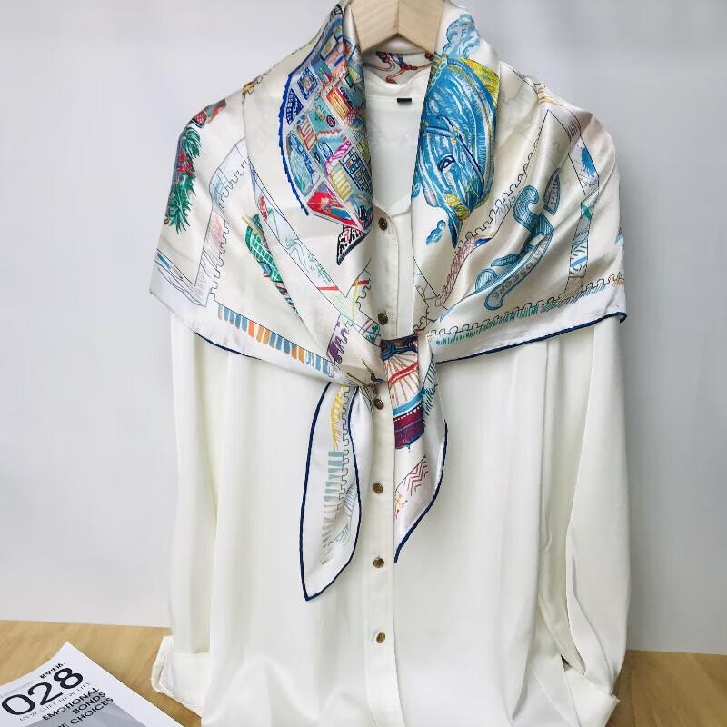 Blue Begonia Mulberry Silk Square Scarf